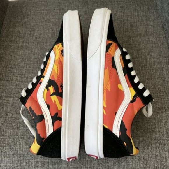 Vans Old Skool Camo Sneaker Lace Up Shoes Size M6 W7.5 Orange Red SB02 - Picture 5 of 7